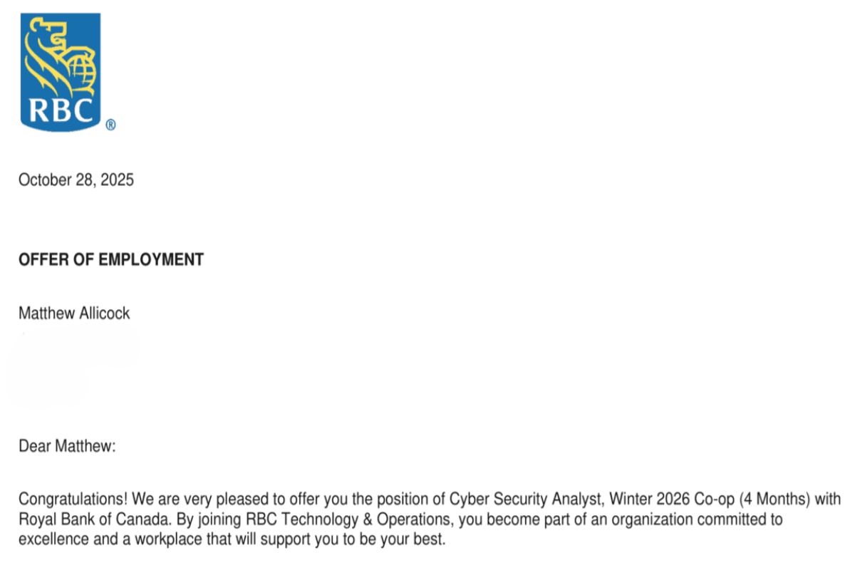 Matthew A. offer letter